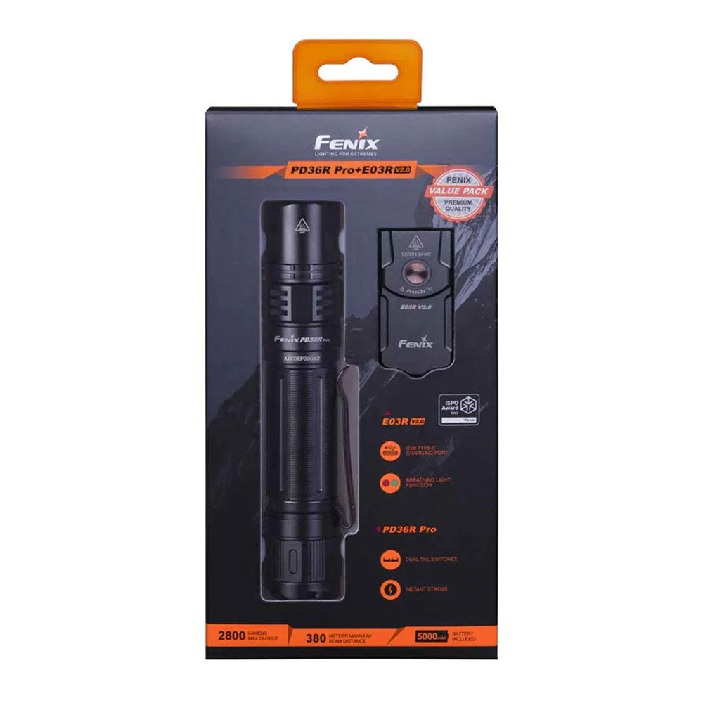 Fenix 2 Flashlight Value Pack - PD36R Pro + EO3R V2.0 Keychain
